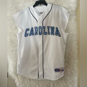 North Carolina Tar Heels Majestic Men’s Sleeveless VINTAGE Button Down Jersey-L